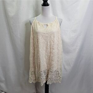VENUS Cream Lace Sleeveless Mini Shift Dress Size 1X